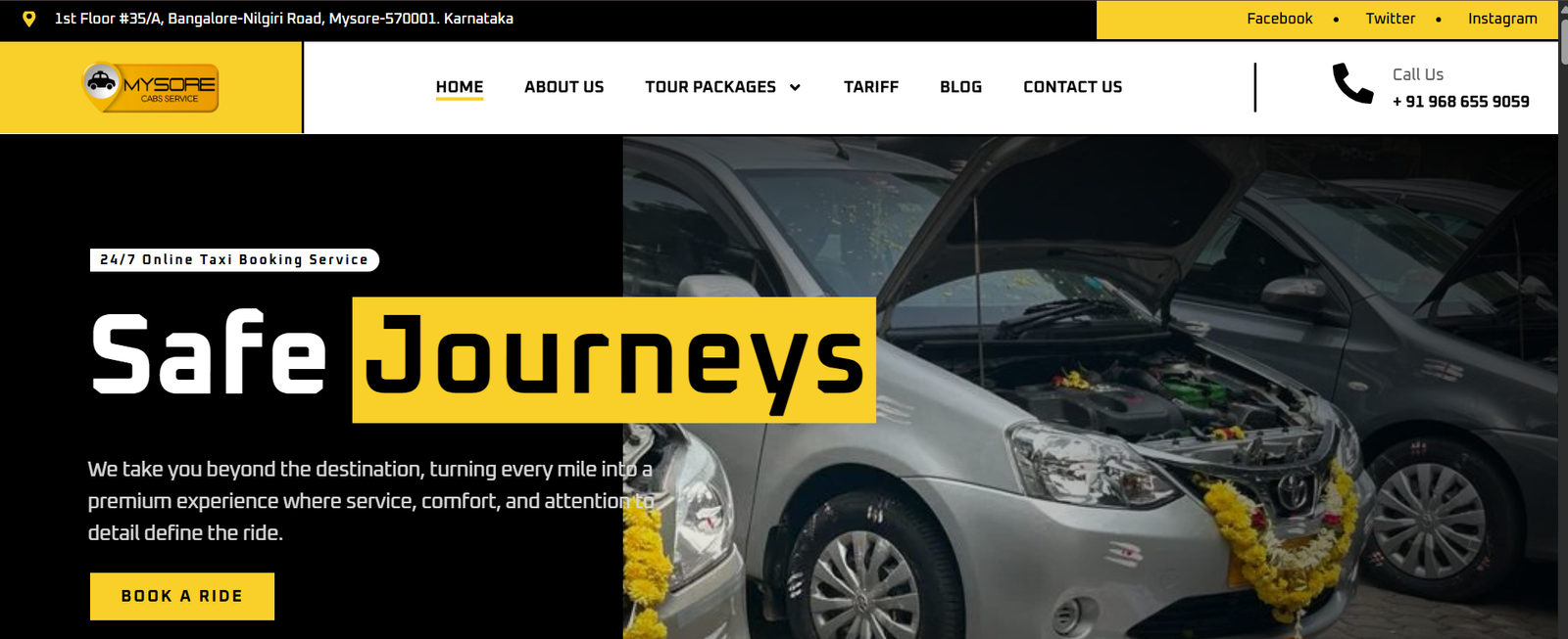 Mysore Cab Service website
