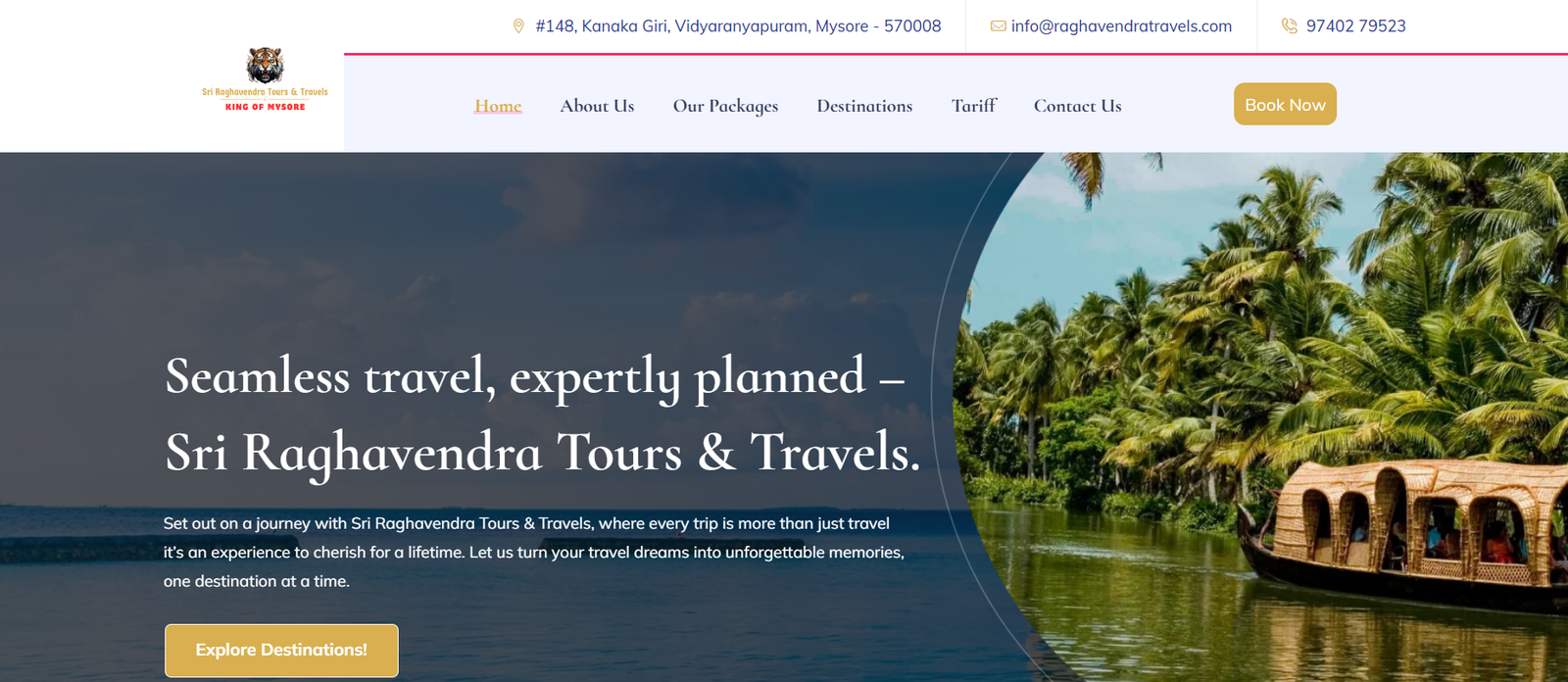 Ragavendra Tours website